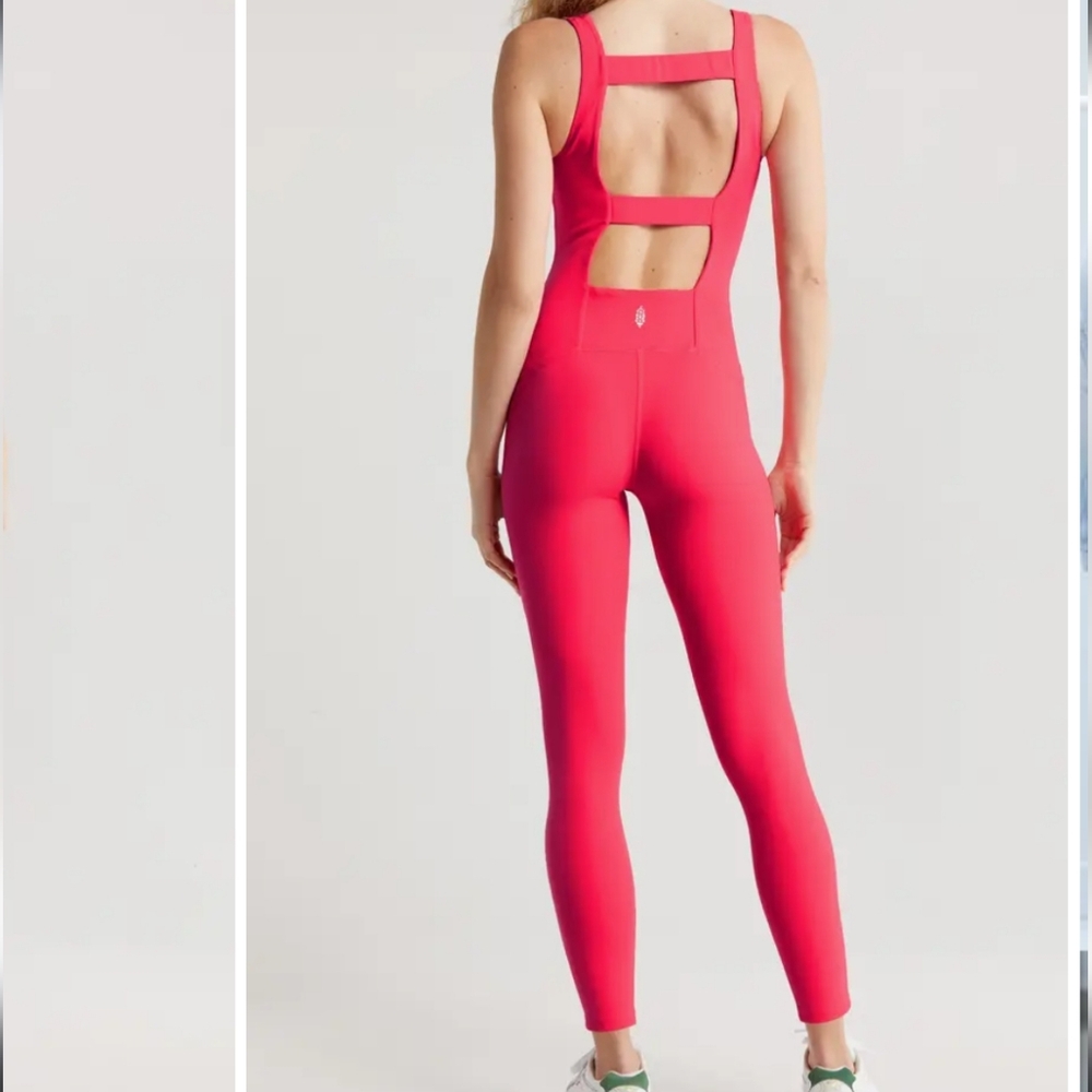 NEW FP Movement Never Better One-Piece Strappy Back Jumpsuit In Electric Sunset - Picture 2 of 9